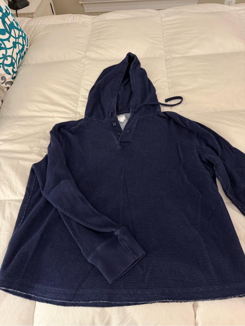 GAP Dark Blue Hooded Henley Pullover